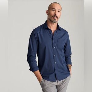 UNTUCKit Gironde Performance Stretch Button-Up Shirt Navy XXL Nylon Long-Sleeve